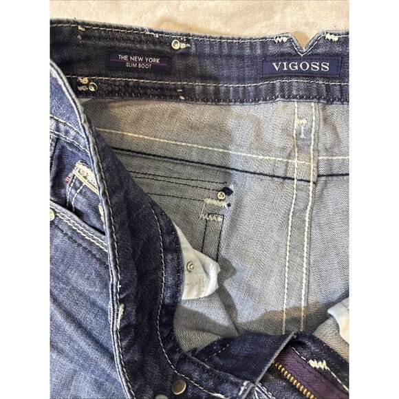 Women’s Vigoss Denim Jeans New York Slim Boot Rhinestones Size 9/10 - Picture 6 of 12